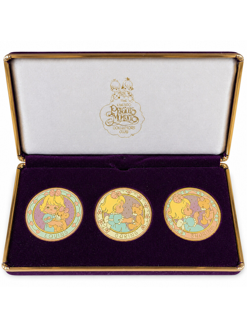Enesco Precious Moments Collectors Club Commemorative Medallion Set in Box 93/94